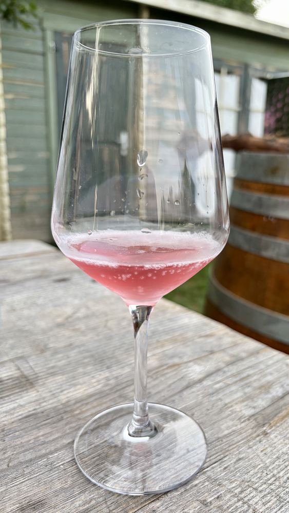 Un calice di spumante rosato dopo la lezione